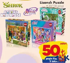 LİSANSLI PUZZLE 50/100 PARÇA fiyat ve kampanya bilgisi